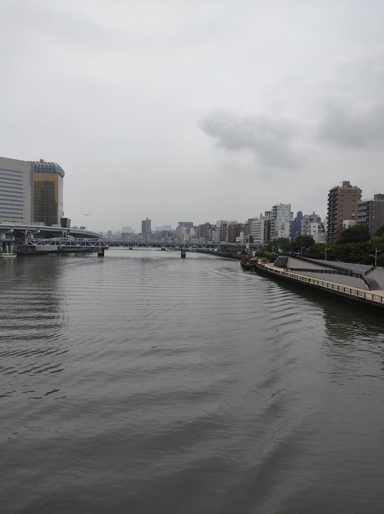 言問橋上から吾妻橋方向を撮影した写真。