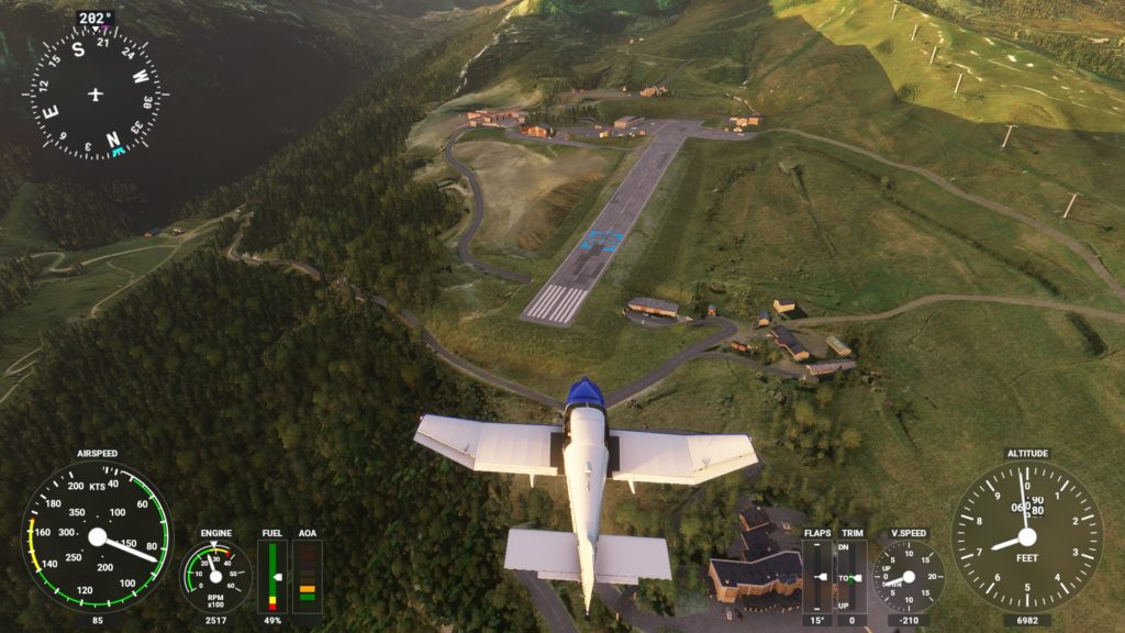 上空から見たクールシュヴェル飛行場。