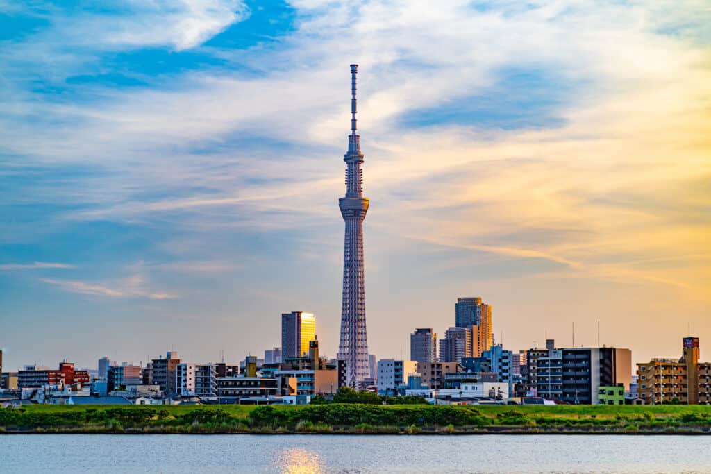 四ツ木橋から撮影した東京スカイツリー。